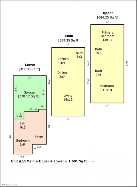 a schematic diagram of three floor plans of a building